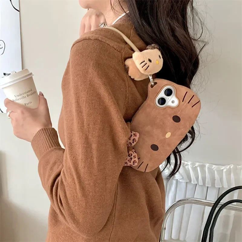 Brown Leopard Print Hello Kitty Big Face Phone Case