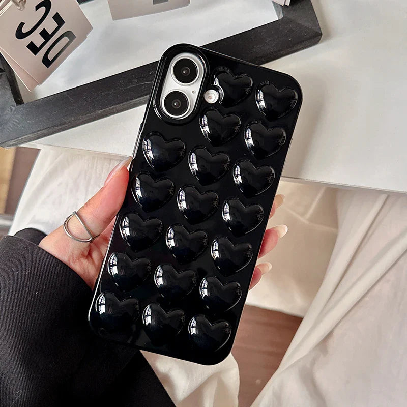 Black Love Heart Jelly TPU Phone Case
