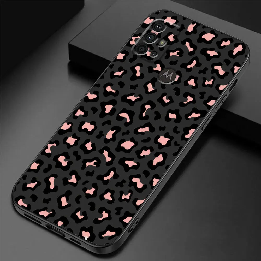 Black Soft Phone Case for Motorola Moto G60 G30 G73 G60s G22 G31 G71 G72 G51 G32 G50 G52 G53 Matte Leopard Print Cover