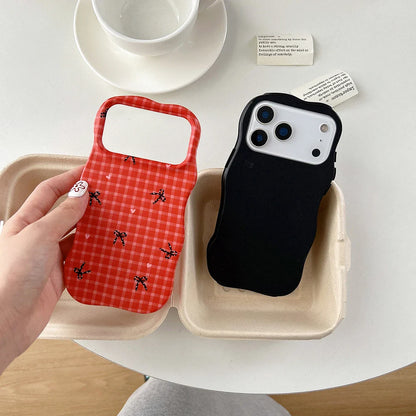 2 IN 1 Red Grid Pattern Lattice Phone Case