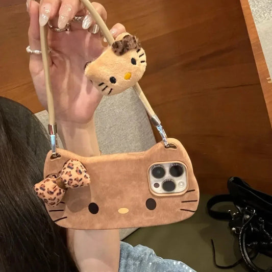 Brown Leopard Print Hello Kitty Big Face Phone Case