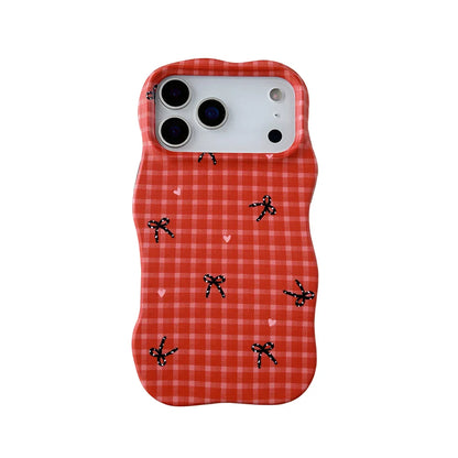 2 IN 1 Red Grid Pattern Lattice Phone Case