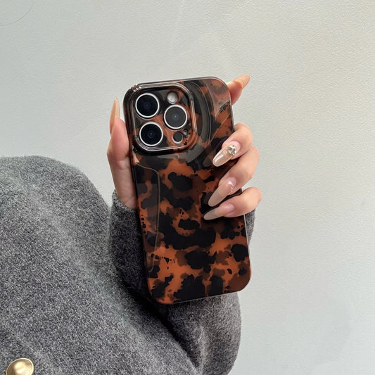 Autumn Winter Retro Fashion Hawksbill Black Brown Amber Glossy Soft Phone Case