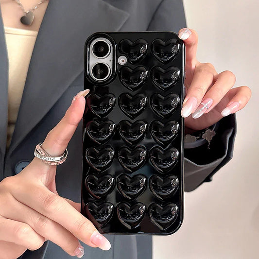 Black Love Heart Jelly TPU Phone Case