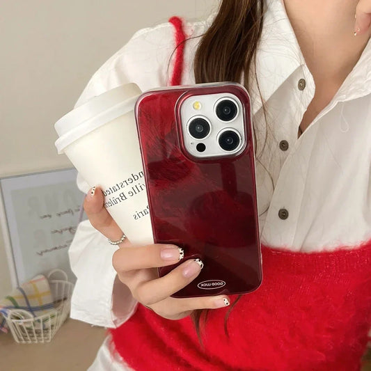 Art Simplicity Glossy Red Iceberg Pattern Shockproof Protective Phone Case